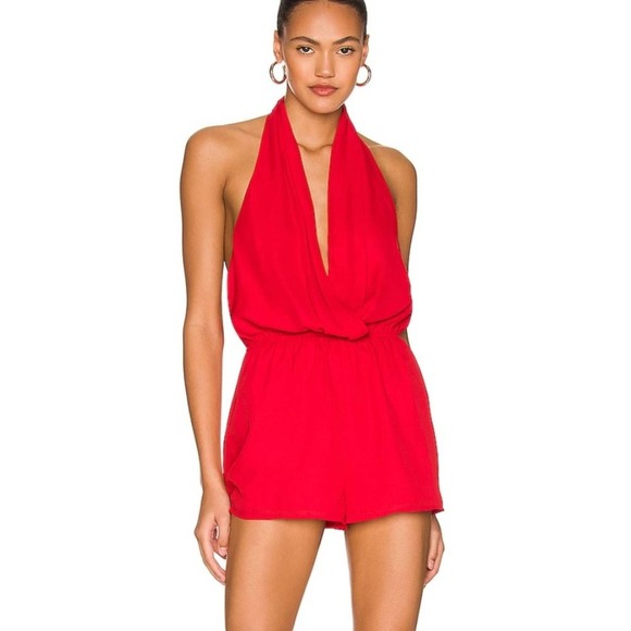 superdown Pants - NWT superdown Emma Halter Romper in Bright Red XL